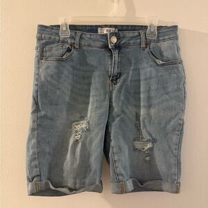 Blu Sage Light Blue Distressed Jean Shorts